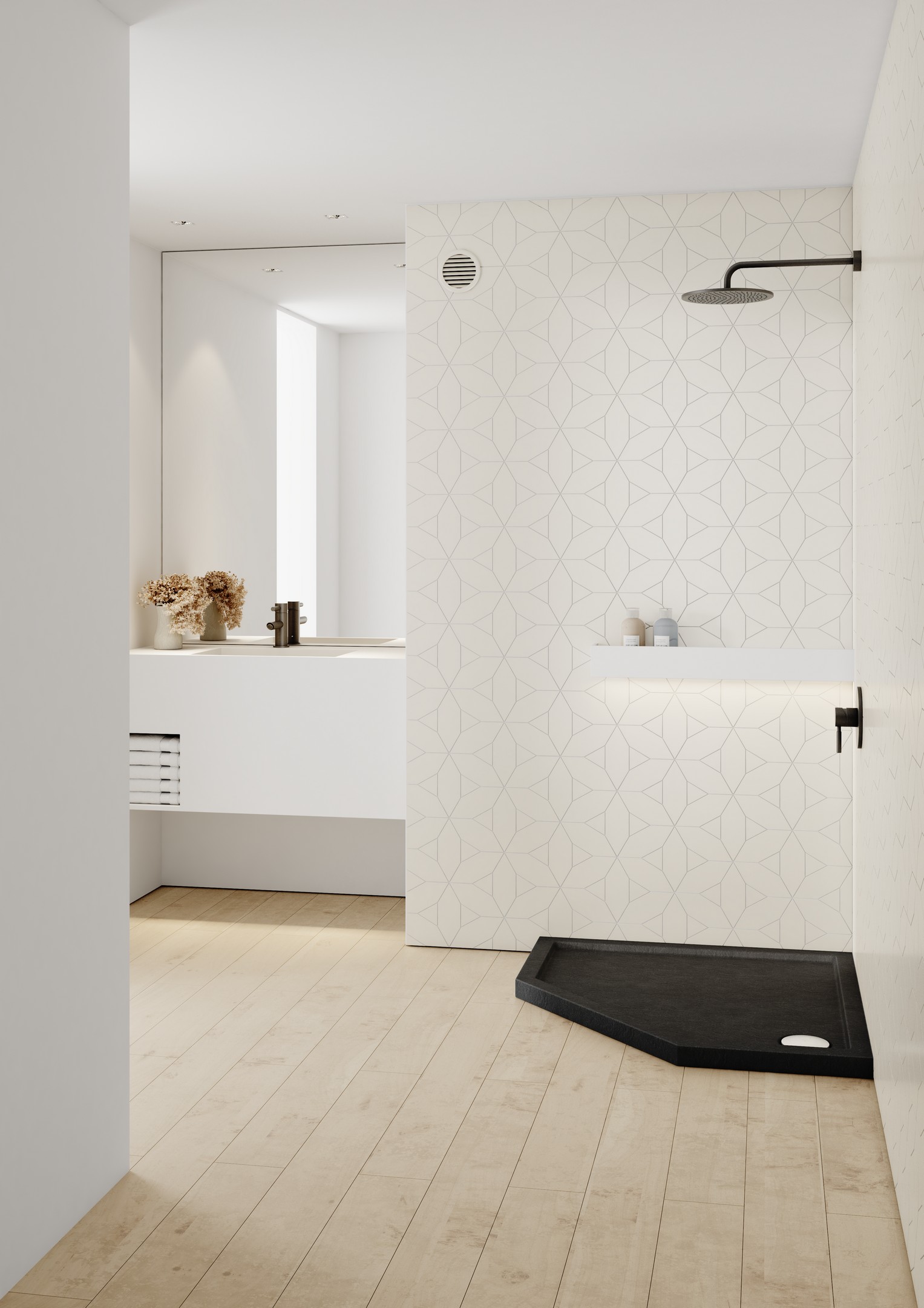 Schedline Sharper Black Stone brodzik 80x80 cm pięciokątny czarny 3S.S1PK-8080/C/ST