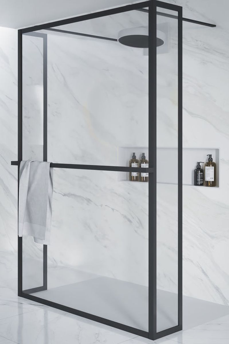 Riho Lucid GD404 Walk-In kabina prysznicowa 140x30 cm wolnostojąca czarny mat/szkło przezroczyste G005040121