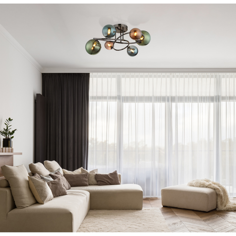 Globo Lighting Riha lampa podsufitowa 6x3,5 W zielona-przydymiona-niebieska-szara 56142-6D - Wysyłka w 24h