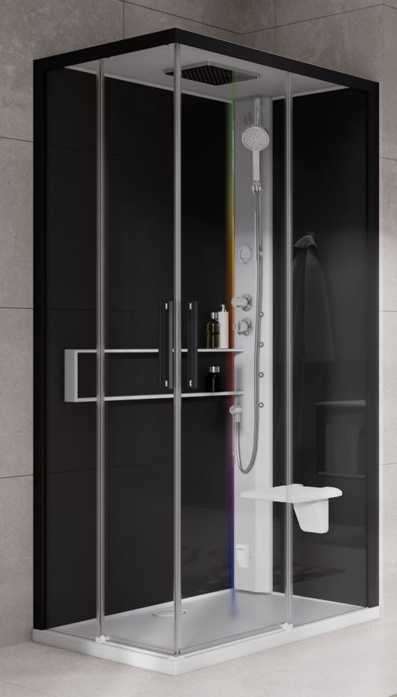 Novellini Glax 2 2.0 A kabina z hydromasażem 90x90 cm parowa z brodzikiem biała G22A99T5-1UH