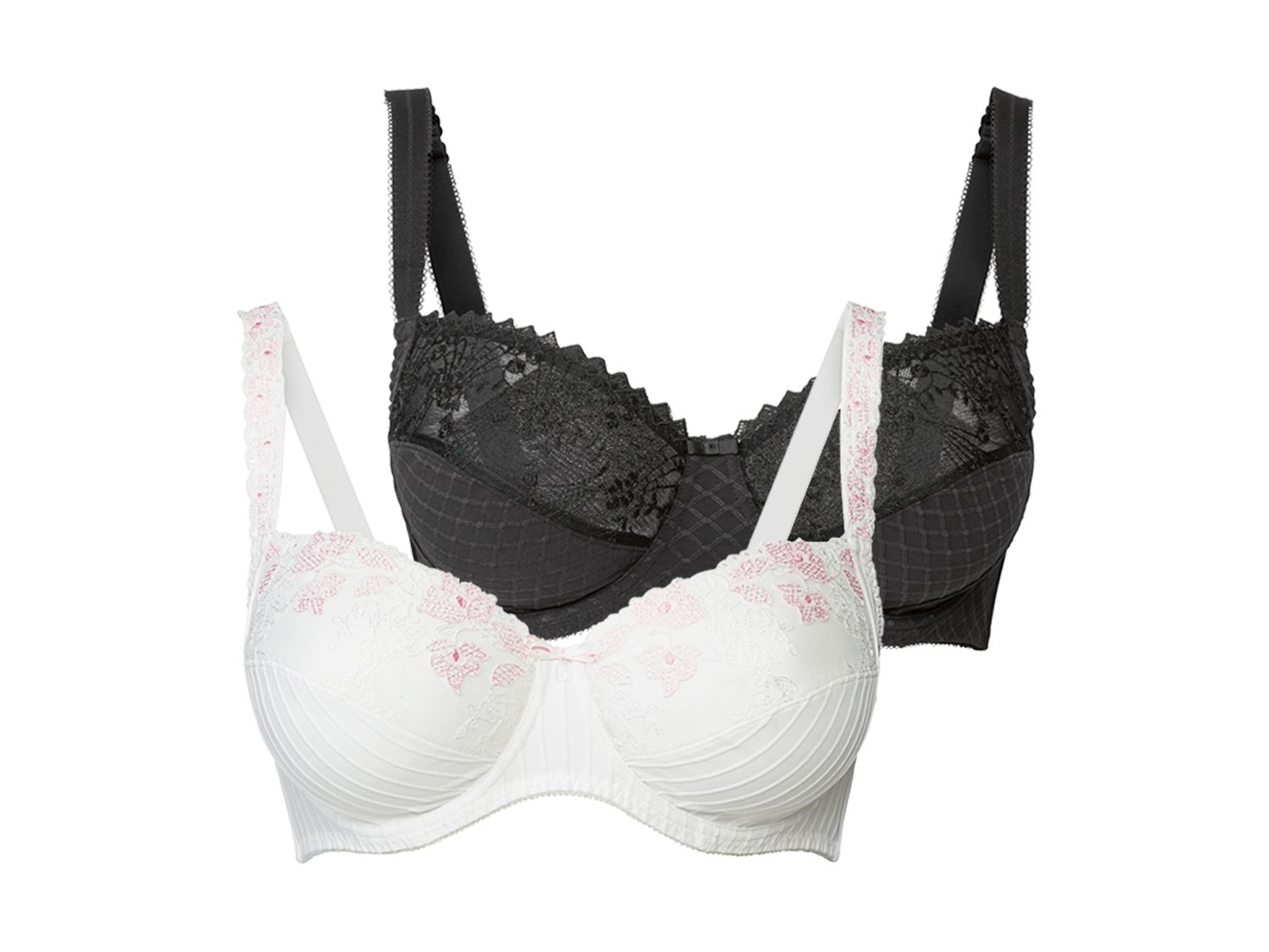 Esmara Lingerie Biustonosz z fiszbinami, 2 sztuki Czarny / biały, 95D