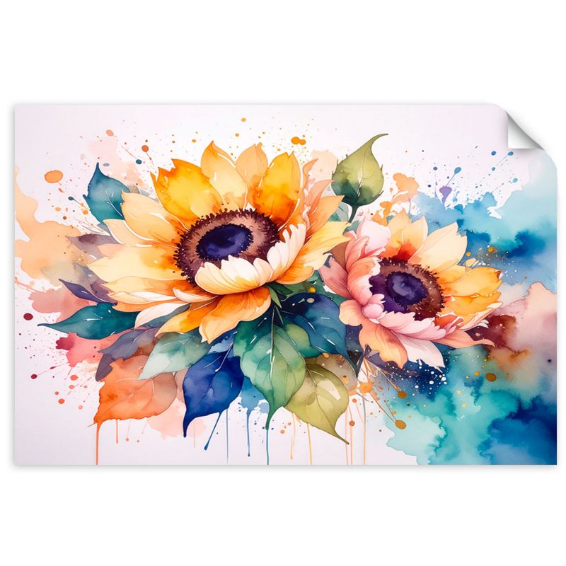 Naklejka na ścianę Feeby Słoneczniki Kwiaty Akwarela 30x20cm 1szt
