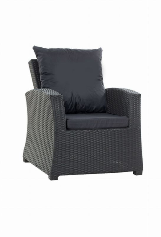 Poduszka na fotel ogrodowy Technorattan, Setgarden, 56x52x7cm + 56x50cm Czarna dwustronne Poduszki na krzesło ogrodowe, 4szt