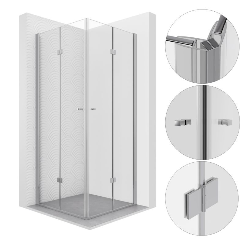 Kabina prysznicowa 100x90 prostokątna składana IWAKI SEVANTE chrom 1 szt.