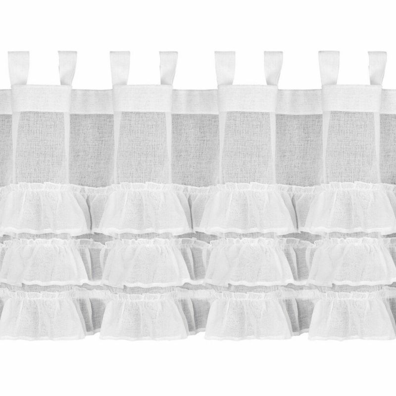 Firana zazdrostka LILIAN Eurofirany 45 x 150 cm biała etamin zdobiona subtelnymi falbankami 1 szt.