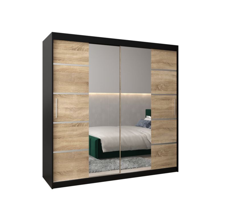 Szafa przesuwna Garderoba Abiks Verona 4 200 czarny + sonoma 1 szt.