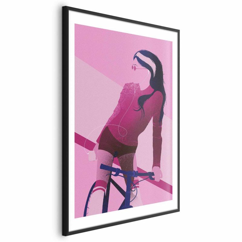 Plakat Artgeist Kobieta na rowerze 40x60 cm z ramą czarną 1 szt