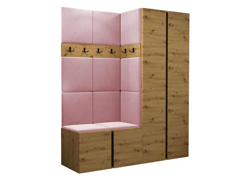 Garderoba MIRJAN 24 Orion III dąb artisan/czarny + różowy 1 kpl.