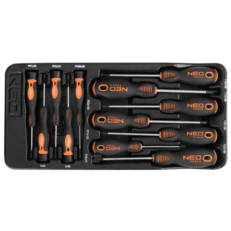 Wkrętaki NEO TOOLS PZ, TX, precyzyjne, zestaw 12 szt., wkładka 1 kpl