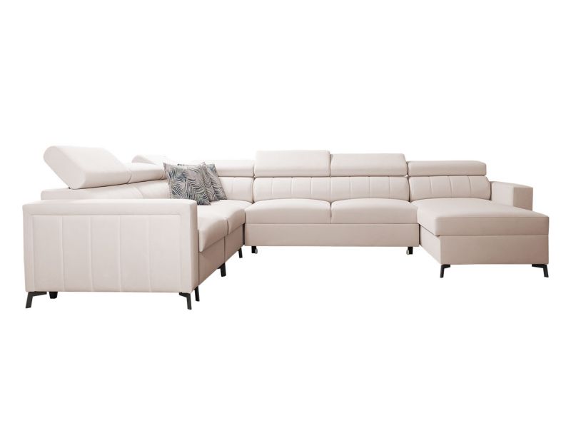 Narożnik z funkcją spania MIRJAN 24 Baltico VII prawy beżowy/wzór w liście 1 szt.