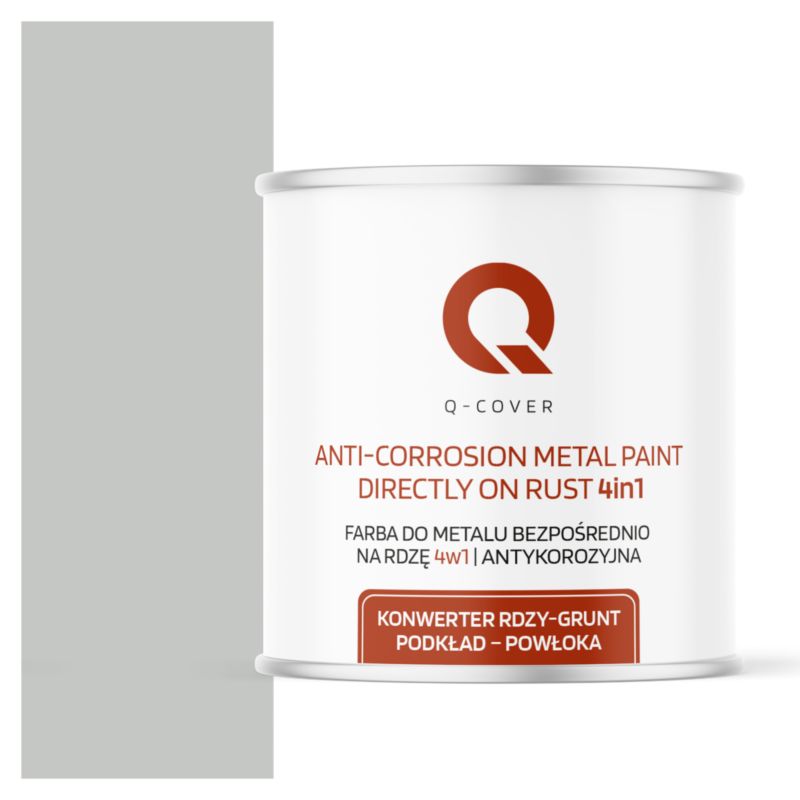 Farba do Metalu Prosto na Rdzę 4w1 Q-Cover Szary jasny RAL7035 Półmat 2.5L