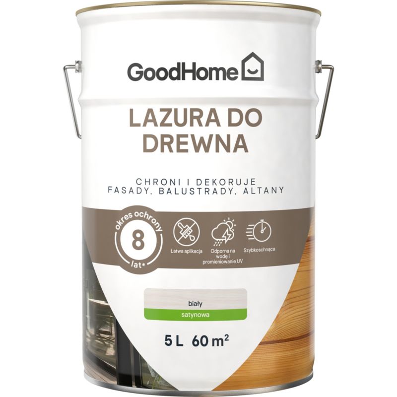 Lazura GoodHome 8 lat biała 5 l