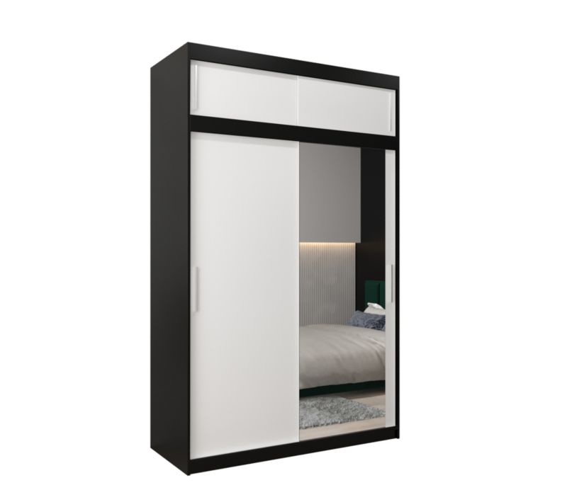 Szafa przesuwna Garderoba Abiks Tokyo 2 150 czarny + biały z nadstawką 1 szt.