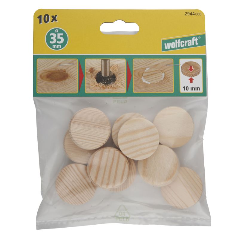 Zaślepki / fleki drewniane Wolfcraft Gmbh 2944000 35 mm 10 szt.