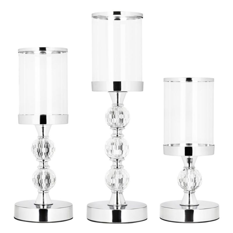 Świeczniki metalowe Springos zestaw 3 szt. lampiony na nóżce, srebrne 1 kpl.