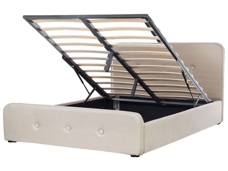 Łóżko z pojemnikiem Łóżko Rennes 160 x 200 cm Beżowy 1 szt.
