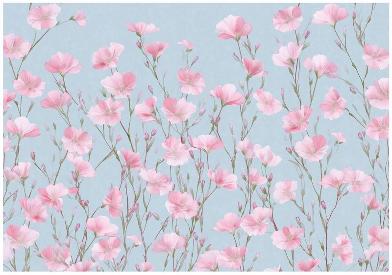 Fototapeta WALLARENA Do Sypialni Salonu Na Flizelinie Kwiaty Natura Łąka Różowy 350x250 cm 16080VX7 1 szt.