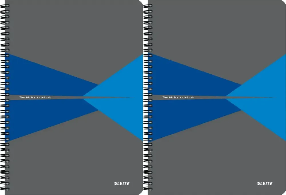 2x Kołonotatnik Leitz Office, A4, w kratkę, 90 kartek, okładka PP, szaro-niebieski