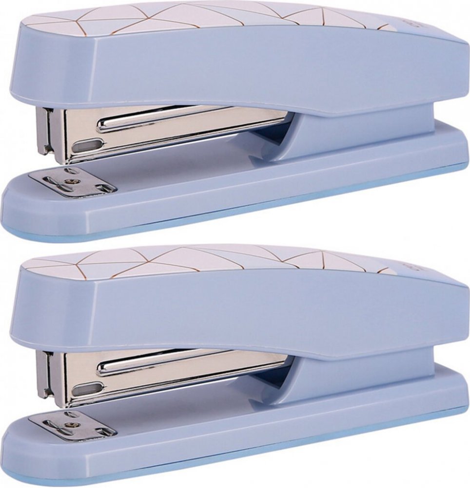 2x Zszywacz Deli Macaron, do 25 kartek, niebieski