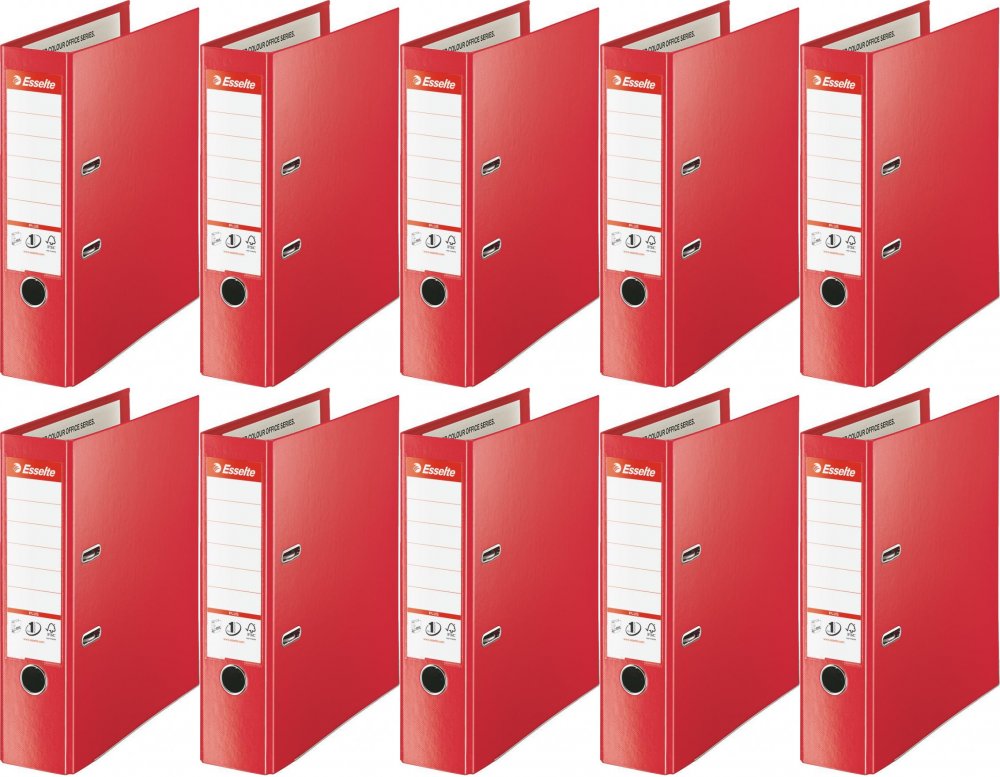 10x Segregator A4 Esselte No.1 Vivida Plus, 80mm, do 600 kartek czerwony