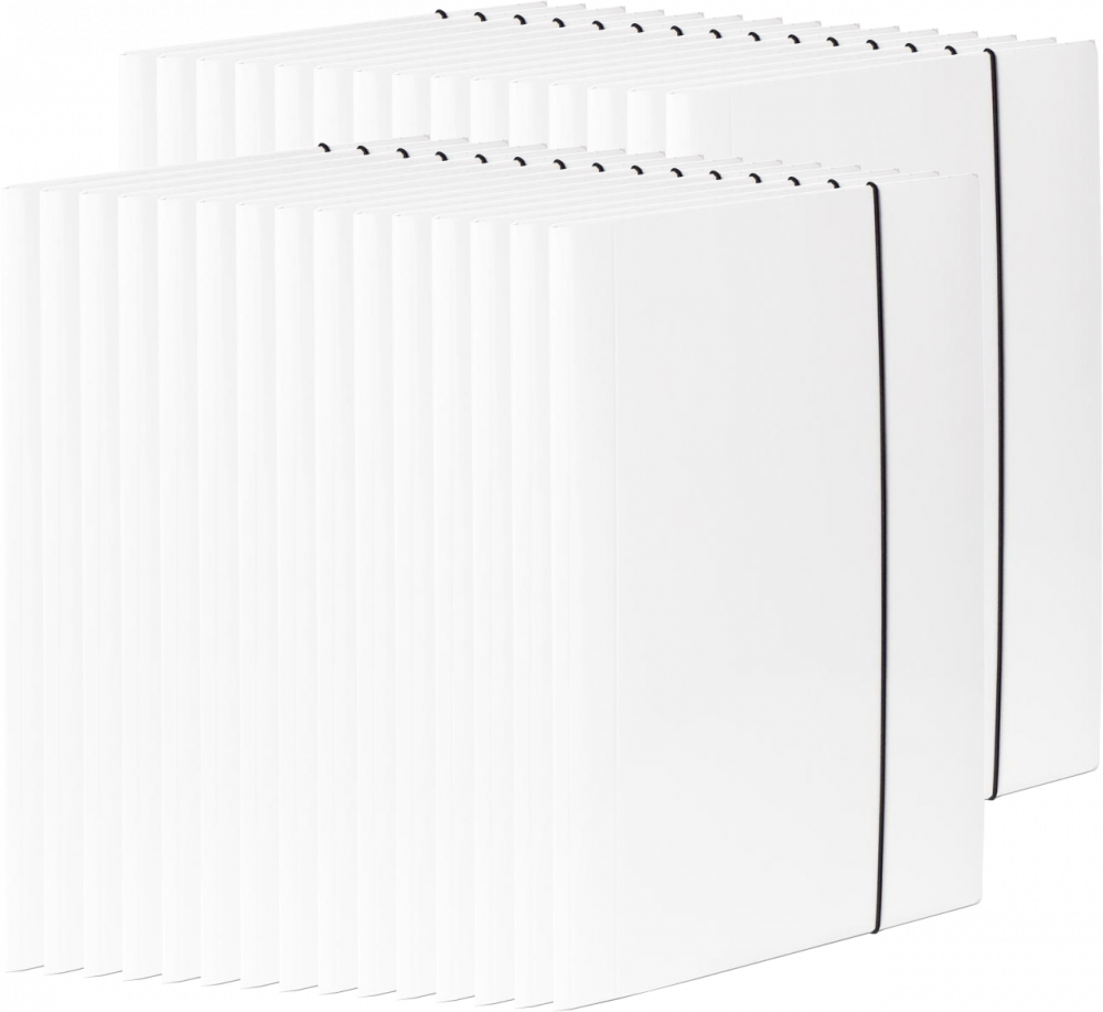 30x Teczka kartonowa z gumką VauPe Soft, A4, 450g/m2, 20mm, biały