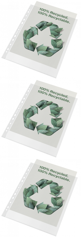 3x Koszulki groszkowe Esselte Recycle Premium, A4 maxi, 70 μm, 100 sztuk, transparentny