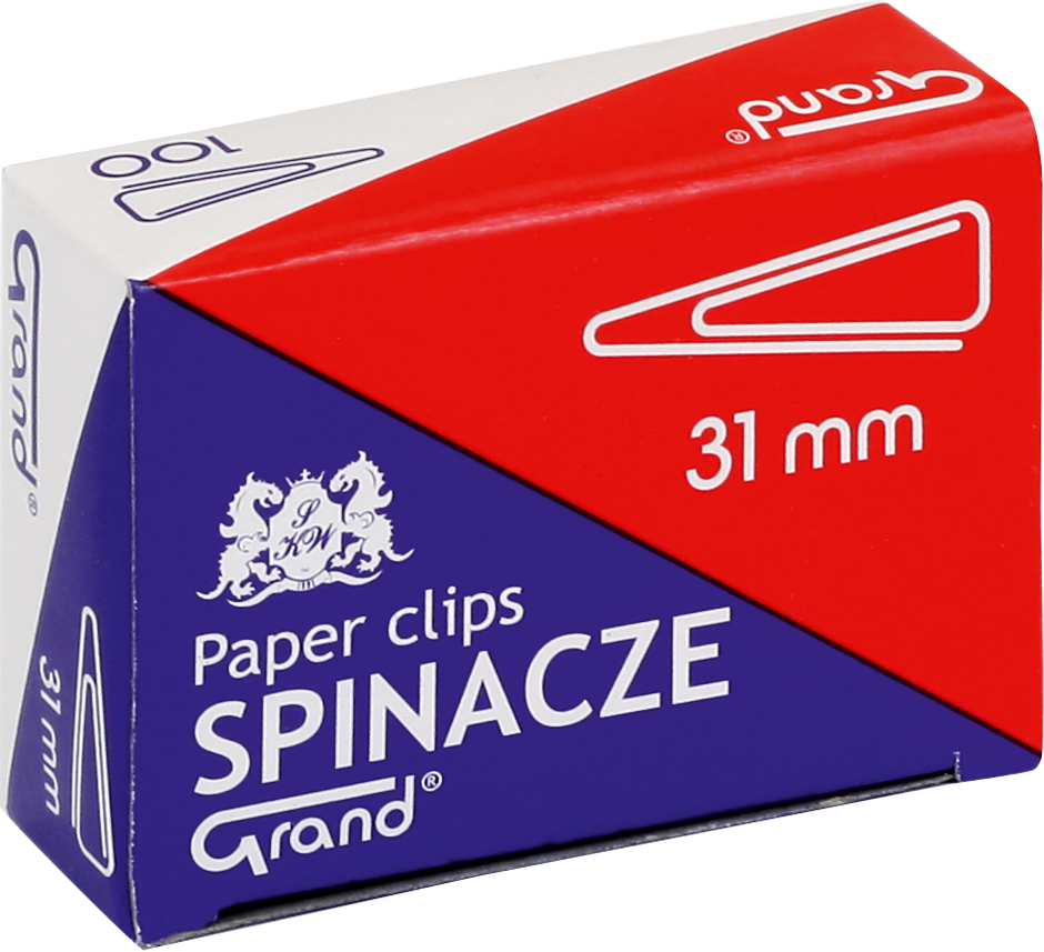 Spinacze Grand, trójkątne, 31 mm, 100 sztuk, srebrny