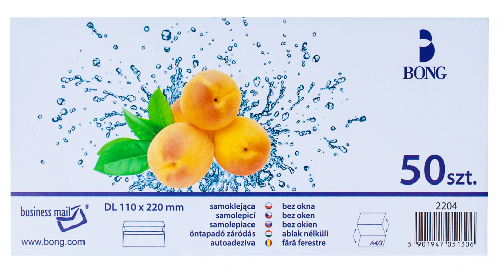 Koperta standardowa Bong, DL, samoklejąca SK, 50 sztuk, biały