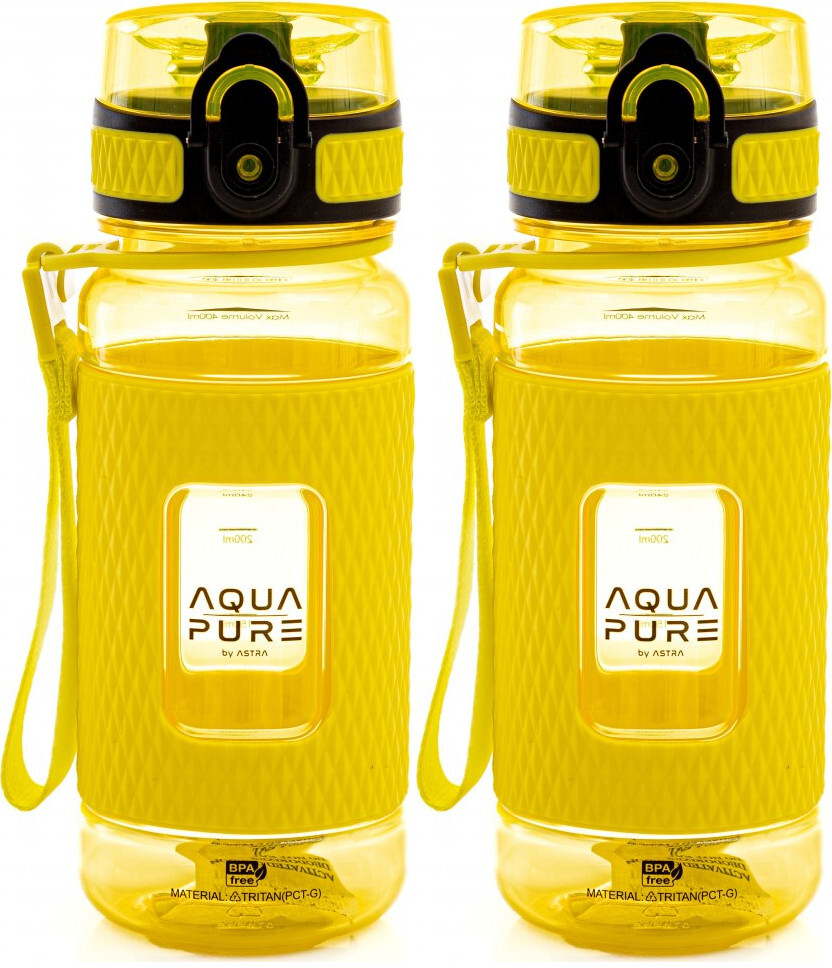 2x Bidon Astra Aqua Pure, tritan, 400ml, neonowy żółty