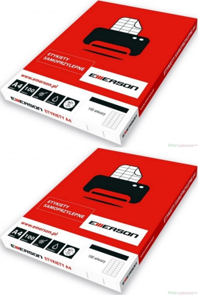 2x Etykiety samoprzylepne Emerson, 70x37mm, 100 arkuszy, biały