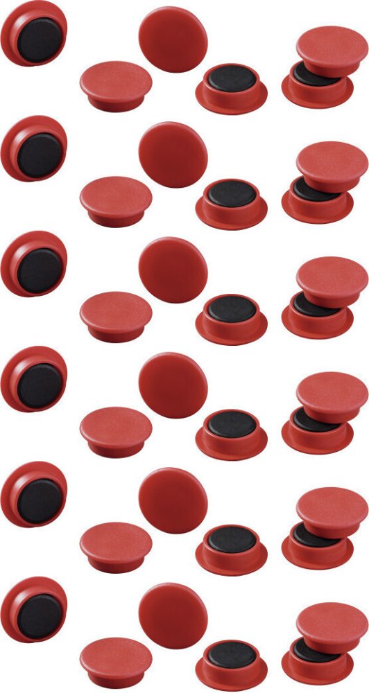 6x Magnesy do tablic Durable, 21mm, 20 sztuk, czerwony