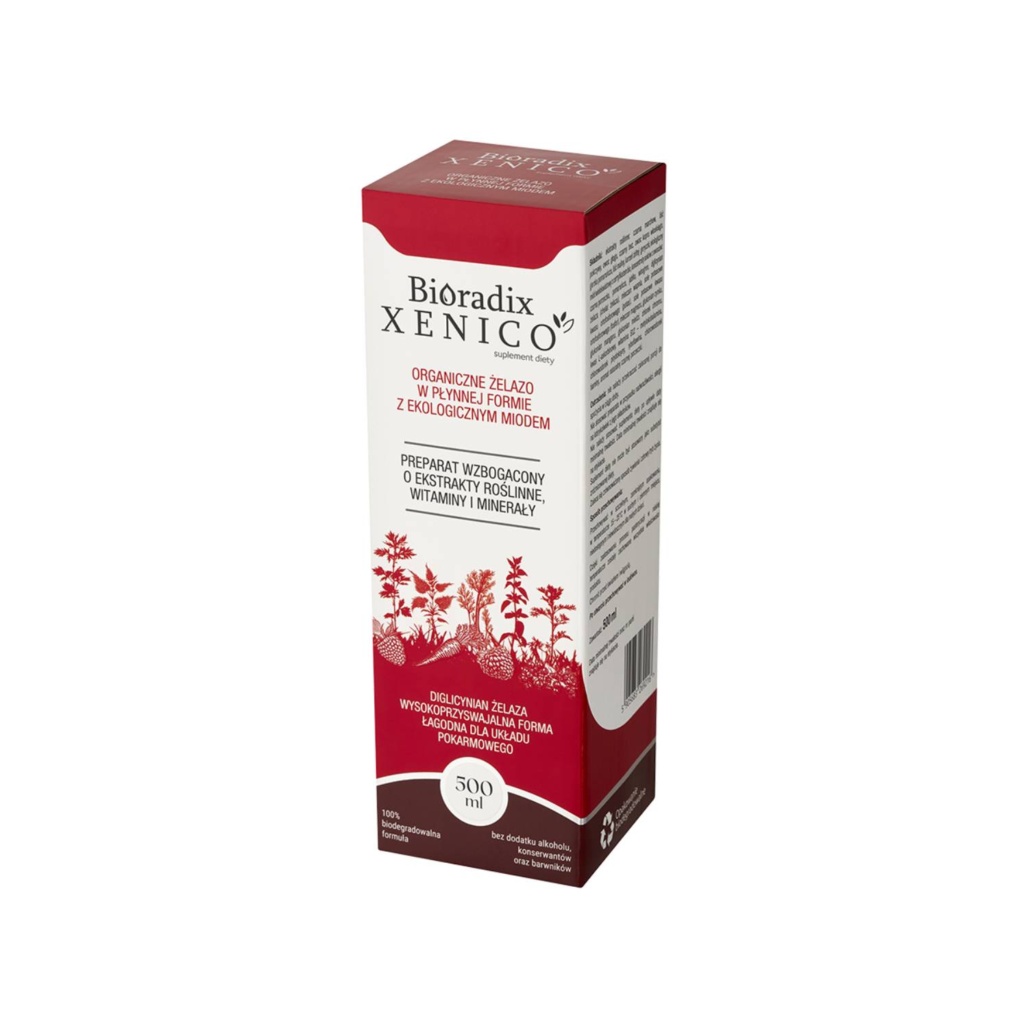 Bioradix xenico, żelazo w płynie z bio miodem, 500 ml