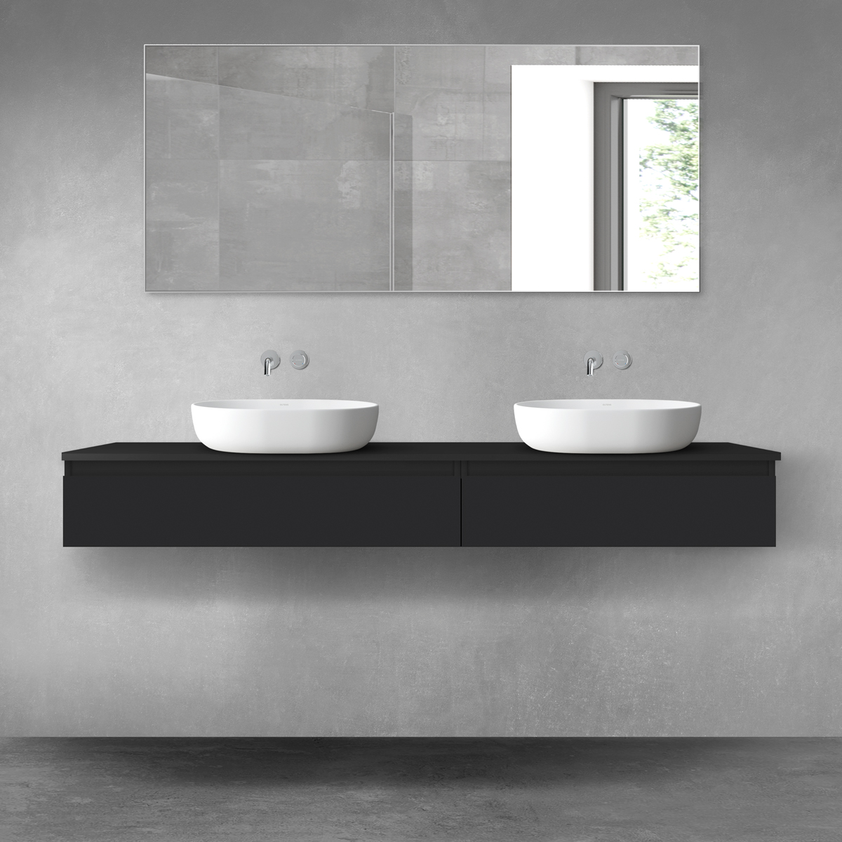 Oltens Vernal zestaw mebli łazienkowych 180 cm z blatem czarny mat 68555300 - Wysyłka w 24h