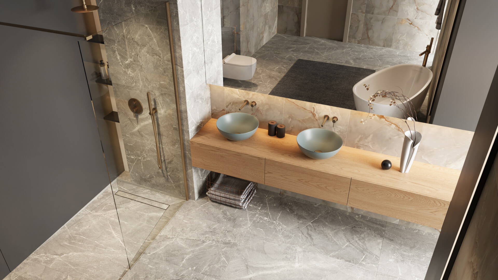 Excellent Vidoq ścianka prysznicowa walk-in 120 cm miedź szczotkowana/szkło przezroczyste KAEX.1506.1200.LP.CB - Wysyłka w 24h