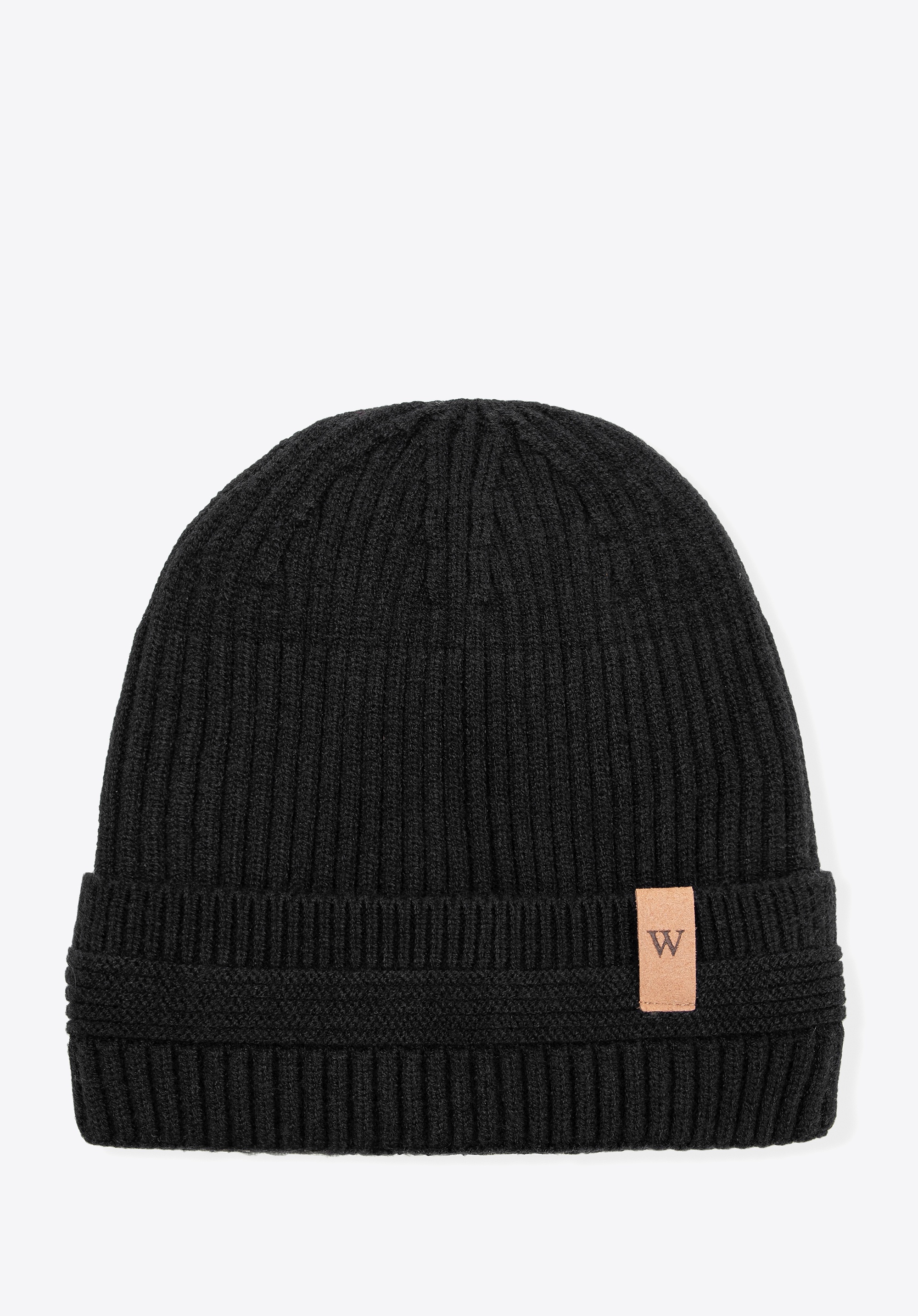 Czapka zimowa z wywijanym brzegiem czarna