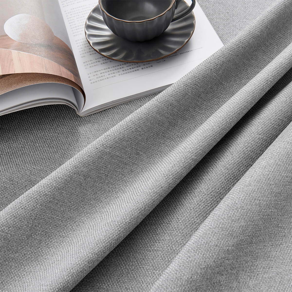 Zasłona zaciemniająca blackout 135 x 250 na taśmie light grey canvas - Alena Firany