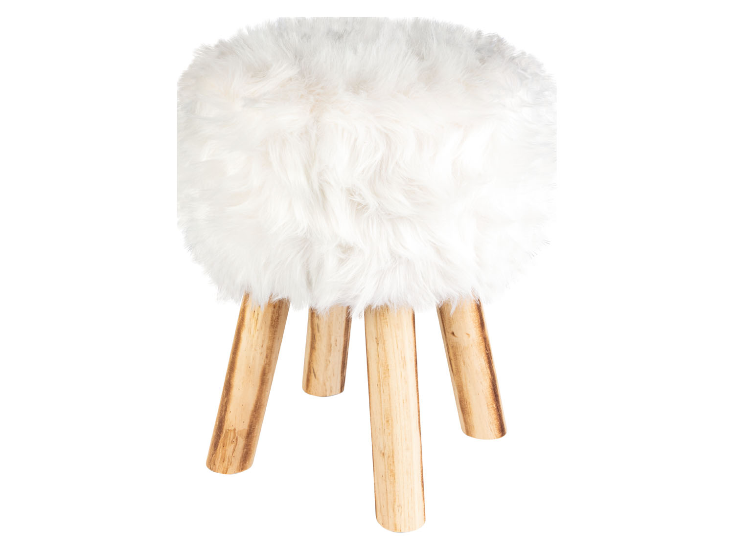 Livarno home Taboret z futrzanym obiciem Okrągły, nóżki biały