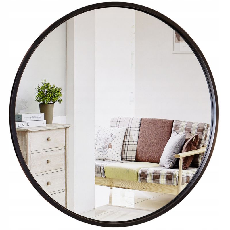 Lustro okrągłe Stylowelustro 60 cm w stalowej czarnej ramie loft 1 szt.
