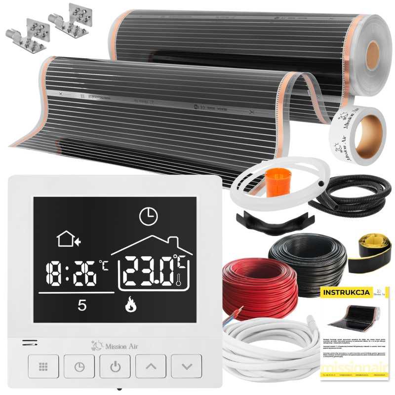 Zestaw folii grzewczych na podczerwień Mission Air IR SILVER 160W 18m²,szer.100cm + Taurus Biały 1szt