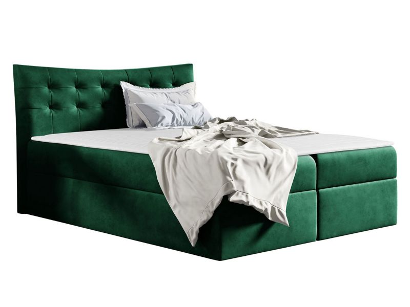 Łóżko kontynentalne MIRJAN 24 Havana 180x200 butelkowa zieleń 1 szt.