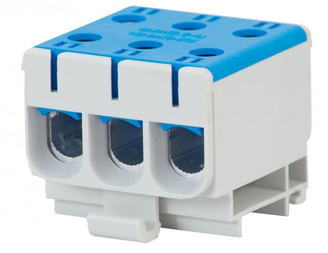 Złączka szynowa F-Elektro 3-torowa 3 x 3 x 50mm2 Al/Cu niebieska F2.0316 1szt.