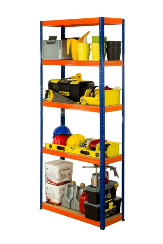 Regał metalowy MODO24 magazynowy stojak niebiesko-pomarańczowy helios 196x90x35cm 5 półek po 350 kg 1 szt.