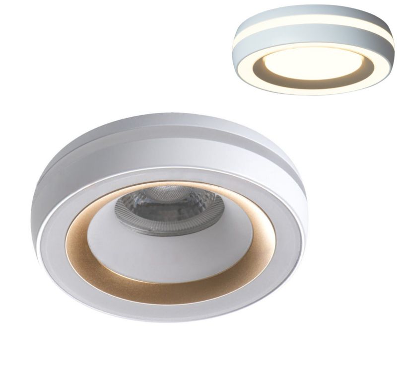 Oprawa sufitowa wpuszczana Kanlux Eliceo biało-złota 1 x GX5.3 / GU10 x 10W IP20 wym: 4,2 x 9,6 x 9,6 cm okrągła - 1 szt.