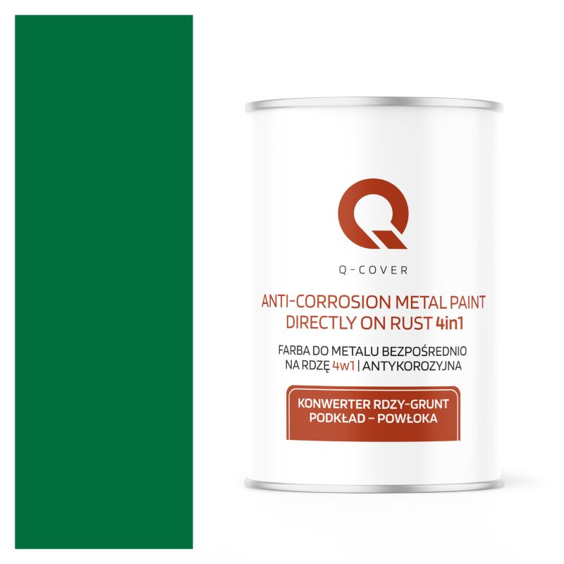 Farba do Metalu Prosto na Rdzę 4w1 Q-Cover Zielony RAL6029 Satyna 1L