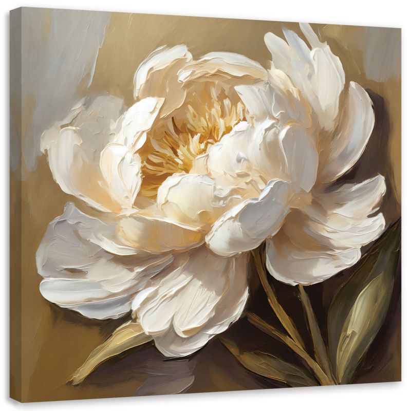 Obraz do salonu sypialni Feeby Peonia Kremowa Kwiaty 60x60 cm 1szt
