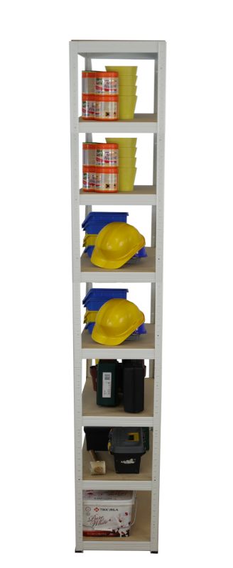 Regał metalowy MODO24 magazynowy biały helios 270x50x50cm 8 półek po 175 kg 1 szt.