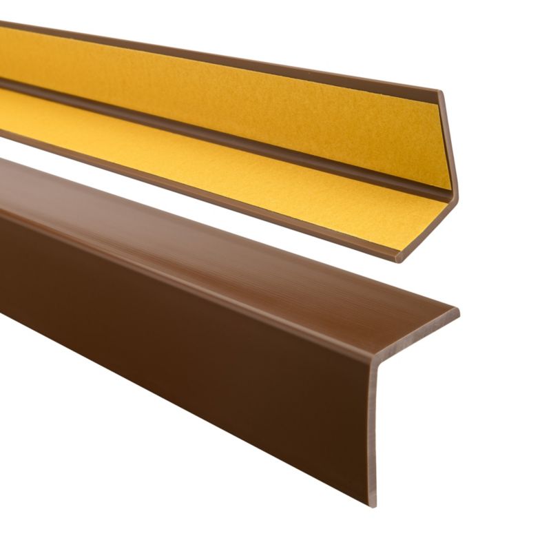 Kątownik miękki PCV 27x27mm QUEST, kątownik samoprzylepny ochronny, brąz, 180 cm