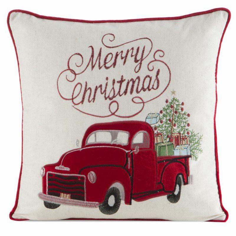 Poszewka 146 Eurofirany Świąteczna na poduszkę 45x45 cm Auto Biała 1 szt.