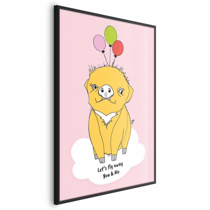 Plakat Artgeist Podniebna świnka 60x90 cm z ramą czarną 1 szt