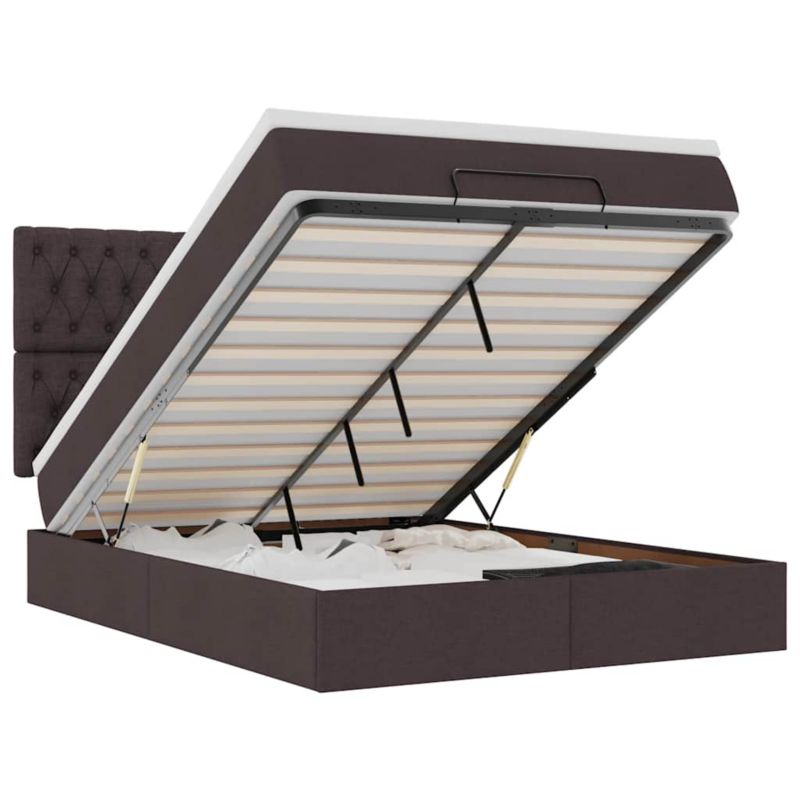 Rama łóżka otomana z materacem brązowa tkanina WaszeMeble 140x200 WM-3314096 1 szt.